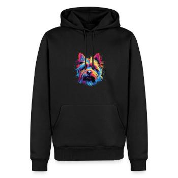 Wasserfarben Farbenfroher Australian Silky Terrier - Männer Premium Bio Hoodie - Schwarz - Vorne - Nico (187cm)