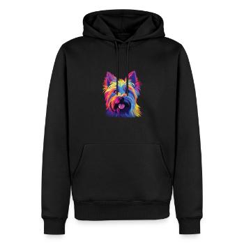 Wasserfarben Farbenfroher Silky Terrier - Männer Premium Bio Hoodie - Schwarz - Vorne - Nico (187cm)