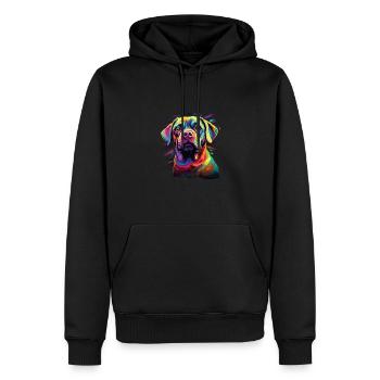Puggle coloré aquarelle - Sweat à capuche Premium bio Homme - noir - Devant - Nico (187cm)