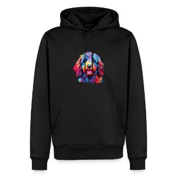 Barbet coloré aquarelle - Sweat à capuche Premium bio Homme - noir - Devant - Nico (187cm)