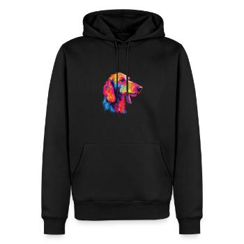 Aquarelle coloré Bedlington Terrier - Sweat à capuche Premium bio Homme - noir - Devant - Nico (187cm)