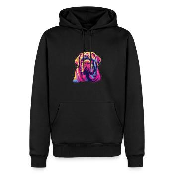 Wasserfarben Farbenfroher Mastino Napoletano - Männer Premium Bio Hoodie - Schwarz - Vorne - Nico (187cm)