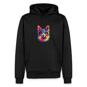 Wasserfarben Farbenfroher Islandhund - Männer Premium Bio Hoodie - Schwarz - Vorne - Nico (187cm)