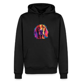 Wasserfarben Farbenfroher Redbone Coonhound - Männer Premium Bio Hoodie - Schwarz - Vorne - Nico (187cm)