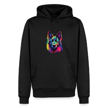 Watercolors Colorful Belgian Tervuren - Men’s Premium Organic Hoodie - black - Front - Nico (187cm)