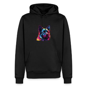 Wasserfarben Farbenfroher Norwegischer Elchhund - Männer Premium Bio Hoodie - Schwarz - Vorne - Nico (187cm)