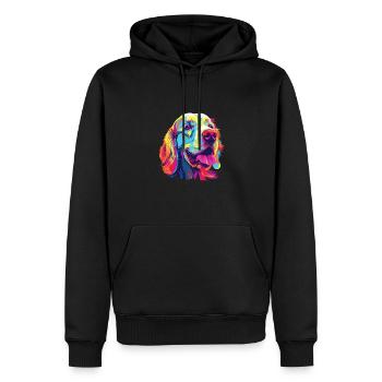 Watercolor Colorful Clumber Spaniel - Men’s Premium Organic Hoodie - black - Front - Nico (187cm)