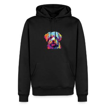 Aquarelle colorée Dandie Dinmont Terrier - Sweat à capuche Premium bio Homme - noir - Devant - Nico (187cm)