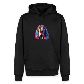Aquarelle Colorée Basset Bleu de Gascogne - Sweat à capuche Premium bio Homme - noir - Devant - Nico (187cm)