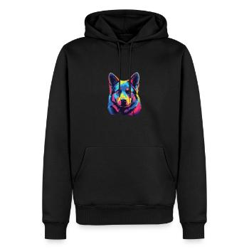 Wasserfarben Farbenfroher Norwegischer Elchhund - Männer Premium Bio Hoodie - Schwarz - Vorne - Nico (187cm)