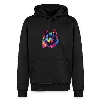 Aquarelle colorée Schipperke - Sweat à capuche Premium bio Homme - noir - Devant - Nico (187cm)