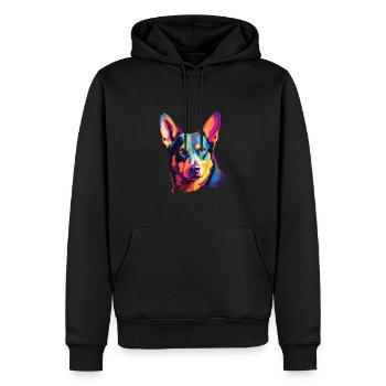 Watercolor Colorful Australian Kelpie - Men’s Premium Organic Hoodie - black - Front - Nico (187cm)