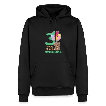 Bear for 3rd birthday children three years old - Men’s Premium Organic Hoodie - black - Front - Nico (187cm)