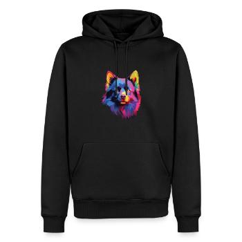 Aquarelle colorée Schipperke - Sweat à capuche Premium bio Homme - noir - Devant - Nico (187cm)