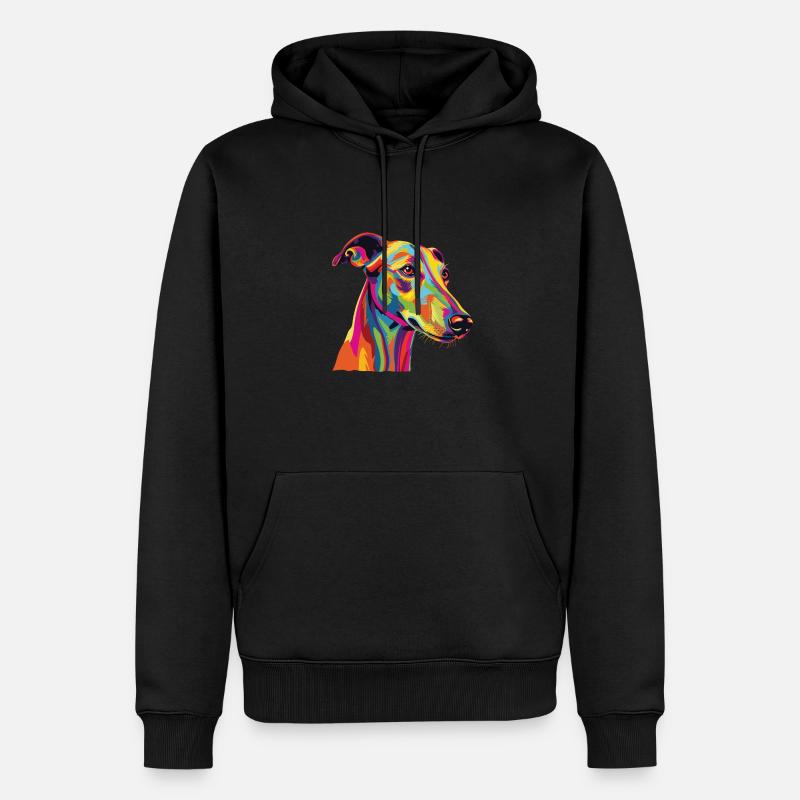 Wasserfarben Farbenfroher Greyhound - Männer Premium Bio Hoodie - Schwarz