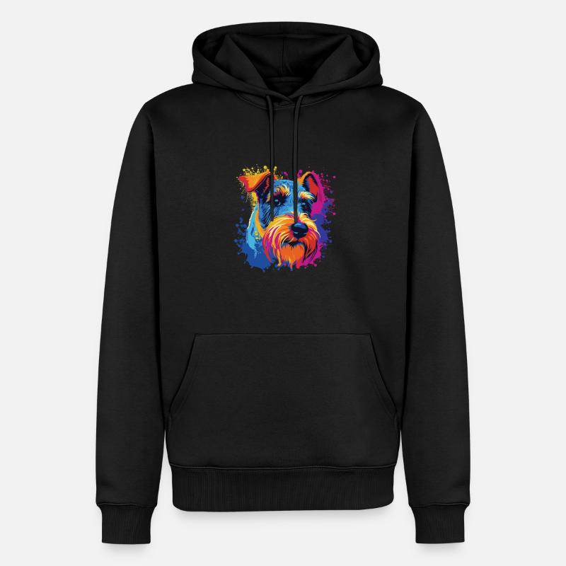Wasserfarben Farbenfroher Drahthaar-Foxterrier - Männer Premium Bio Hoodie - Schwarz