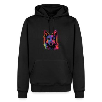 Watercolors Colorful Belgian Tervuren - Men’s Premium Organic Hoodie - black - Front - Nico (187cm)