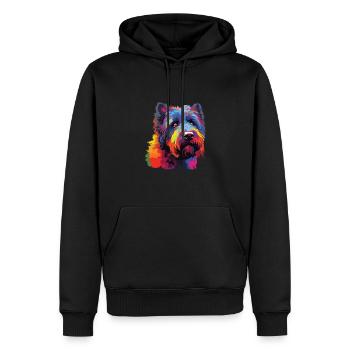 Watercolors Colorful Bouvier des Flandres - Men’s Premium Organic Hoodie - black - Front - Nico (187cm)