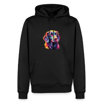 Aquarelle coloré à poil plat Retriever - Sweat à capuche Premium bio Homme - noir - Devant - Nico (187cm)
