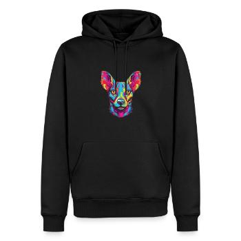 Aquarelle colorée chien nu péruvien - Sweat à capuche Premium bio Homme - noir - Devant - Nico (187cm)