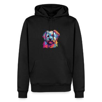 Aquarelle colorée Dandie Dinmont Terrier - Sweat à capuche Premium bio Homme - noir - Devant - Nico (187cm)
