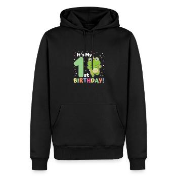 Grenouille pour le 1er anniversaire pour les enfants d’un an - Sweat à capuche Premium bio Homme - noir - Devant - Nico (187cm)