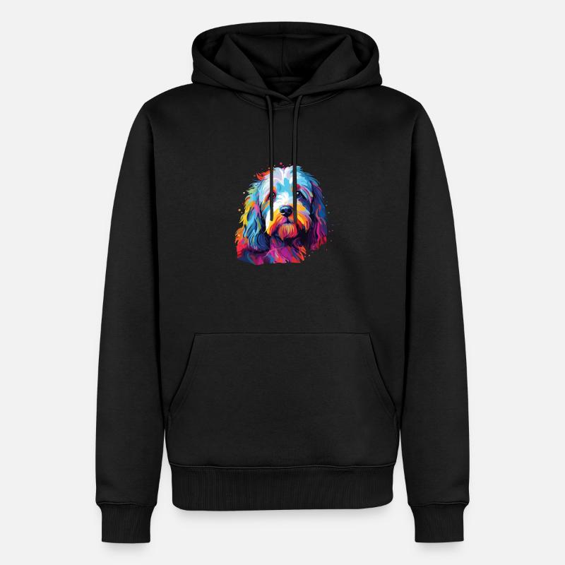 Wasserfarben Farbenfroher Löwchen - Männer Premium Bio Hoodie - Schwarz