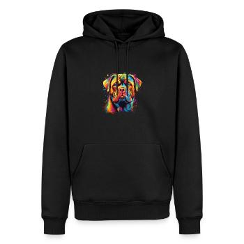 Wasserfarben Farbenfroher Bordeauxdogge - Männer Premium Bio Hoodie - Schwarz - Vorne - Nico (187cm)