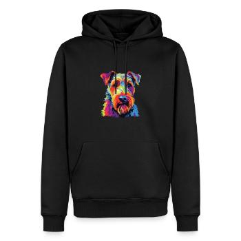 Aquarelle colorée Welsh Terrier - Sweat à capuche Premium bio Homme - noir - Devant - Nico (187cm)