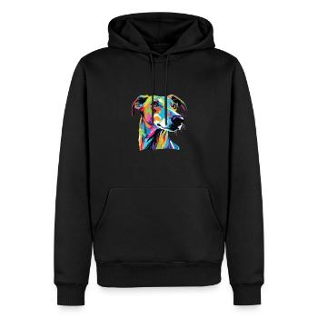 Aquarelle lévrier coloré - Sweat à capuche Premium bio Homme - noir - Devant - Nico (187cm)