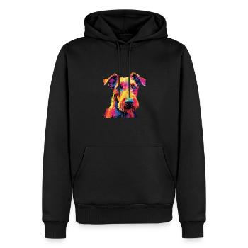 Aquarelle colorée Irish Terrier - Sweat à capuche Premium bio Homme - noir - Devant - Nico (187cm)