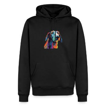 Wasserfarben Farbenfroher Scottish Deerhound - Männer Premium Bio Hoodie - Schwarz - Vorne - Nico (187cm)