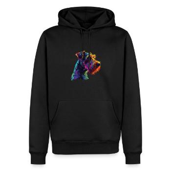 Aquarelle colorée Airedale Terrier - Sweat à capuche Premium bio Homme - noir - Devant - Nico (187cm)