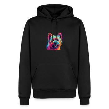 Wasserfarben Farbenfroher Norwich Terrier - Männer Premium Bio Hoodie - Schwarz - Vorne - Nico (187cm)