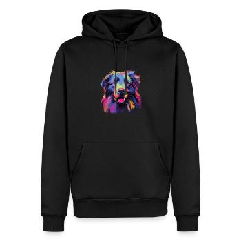 Wasserfarben Farbenfroher Petit Basset Pyrenean - Männer Premium Bio Hoodie - Schwarz - Vorne - Nico (187cm)