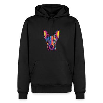 Aquarelle colorée Xoloitzcuintli - Sweat à capuche Premium bio Homme - noir - Devant - Nico (187cm)