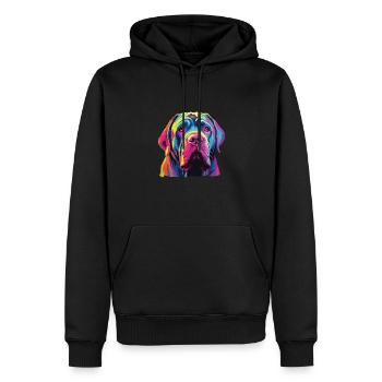 Wasserfarben Farbenfroher Mastino Napoletano - Männer Premium Bio Hoodie - Schwarz - Vorne - Nico (187cm)