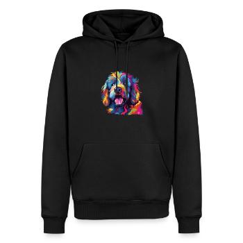 Aquarelle Barbet coloré - Sweat à capuche Premium bio Homme - noir - Devant - Nico (187cm)