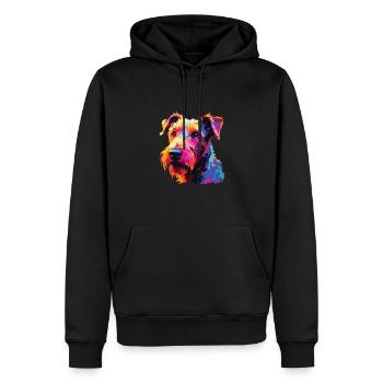 Aquarelle colorée Irish Terrier - Sweat à capuche Premium bio Homme - noir - Devant - Nico (187cm)