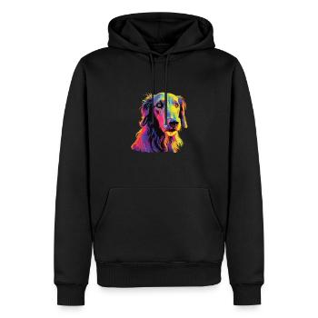 Wasserfarben Farbenfroher Scottish Deerhound - Männer Premium Bio Hoodie - Schwarz - Vorne - Nico (187cm)