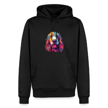 Wasserfarben Farbenfroher Petit Basset Griffon - Männer Premium Bio Hoodie - Schwarz - Vorne - Nico (187cm)