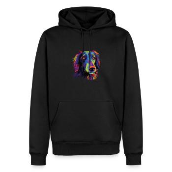 Wasserfarben Farbenfroher Scottish Deerhound - Männer Premium Bio Hoodie - Schwarz - Vorne - Nico (187cm)