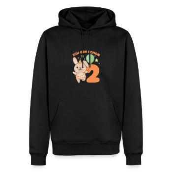 Ich bin schon 2 Hasen Geburtstags Kinder - Männer Premium Bio Hoodie - Schwarz - Vorne - Nico (187cm)