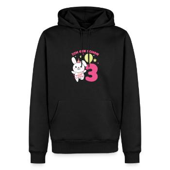 Ich bin schon 3 Hasen Geburtstags Kinder - Männer Premium Bio Hoodie - Schwarz - Vorne - Nico (187cm)