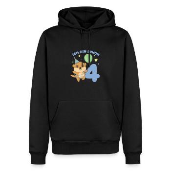 J’ai déjà 4 enfants d’anniversaire suricate - Sweat à capuche Premium bio Homme - noir - Devant - Nico (187cm)