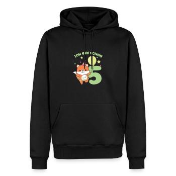 J’ai déjà 5 enfants d’anniversaire de renards - Sweat à capuche Premium bio Homme - noir - Devant - Nico (187cm)