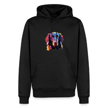 Aquarelle colorée plat enduit Retriever - Sweat à capuche Premium bio Homme - noir - Devant - Nico (187cm)