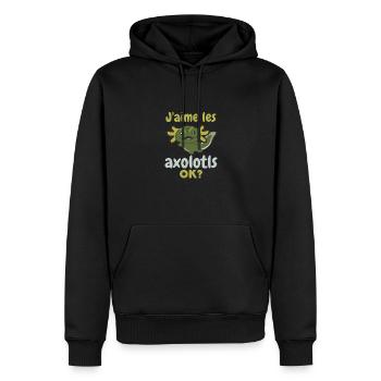 J’aime les axolotls, d’accord ? Axolotl doux - Sweat à capuche Premium bio Homme - noir - Devant - Nico (187cm)