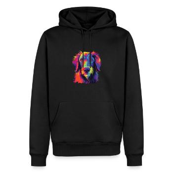 Wasserfarben Farbenfroher Scottish Deerhound - Männer Premium Bio Hoodie - Schwarz - Vorne - Nico (187cm)