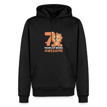 Tricératops 7e anniversaire enfants sept ans - Sweat à capuche Premium bio Homme - noir - Devant - Nico (187cm)